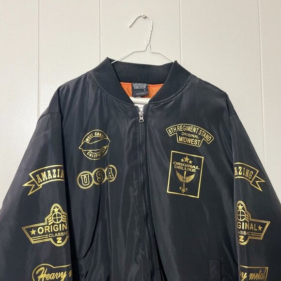 New ORIGINAL DELUXE Men's Bomber Black Jacket Size M - Picture 4 of 7